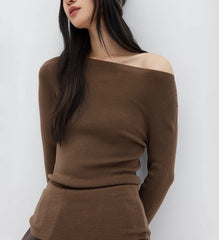Wool-Blend Hem Knit Top