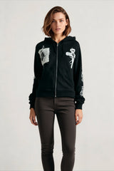 Embroidered Cross Zip Up Hoodie