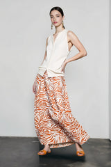 Elegant Zebra Print Umbrella Vacation Skirt