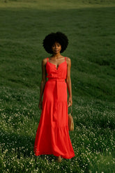 Elegant V Neck Tunic Ruffles Maxi Dress