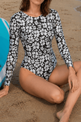 Floral Bikini Bra Black Swimwear One Piece