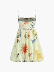 Vintage Print Balloon Dress