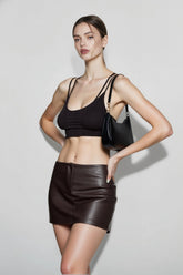 PU Leather Low Waist Bodycon Skirt
