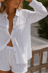 Turn-Down Collar Solid Bikini Cover Up