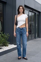 Fluffy Contrast Panel Micro Skirt
