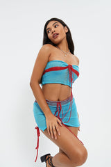 Tie Front Crop Top & Knitted Skirt Set