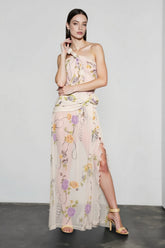 Halter Backless Floral Vacation Dress