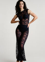 Mesh See Through Flared Two Piece Pants Set
