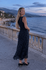 Floral Print V-Neck Sleeveless Fitted Party Dress