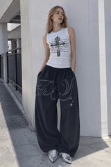 Vintage Hip Hop Graphic Baggy Straight Pants