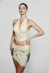 Tie Keyhole Back Spaghetti Strap Color Block Mini Vacation Set