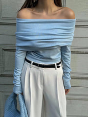 Wool-Blend Elegant Ruched Slim Sweater