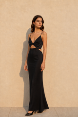 V-Neck Strappy Hollow Slit Sexy Maxi Dress