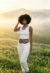 Athletic Casual Shirt Collar Solid Ribbed Two Piece Set