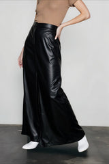 High Slit PU Leather Bodycon Skirt