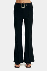 Low Waist Solid Flared Pants With Belt
