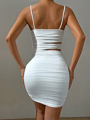 Textured Jersey Cut-Out A-Line Mini Dress