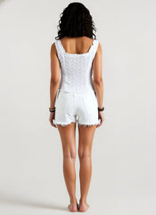 Cami Jacquard Lace Floral Button Tank Top