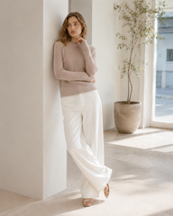 Candy Pastels Sheer Crew Neck Lightweight Knit Top