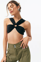 O-Ring Front Cut Out Crop Top