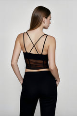 Mesh Panel Open Back Cami Top