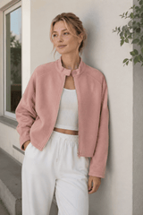 Stand Collar Suede Minimalist Jacket