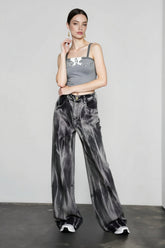 Black Tie-dye Wide-leg Jeans