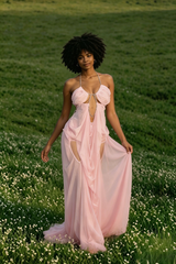 Irregular Sheer Tulle Patchwork Metal Decorative Prom Dress