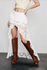 Lace Asymmetric Bodycon Skirt