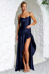 Backless Lace-Up Satin Silk Dress
