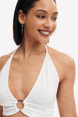 Plunging Neck O-Ring Front Backless Corset Top
