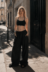 Embroidered Cargo Street Straight Leg Pants