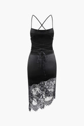 Floral Lace Hem Tie Back Midi Dress