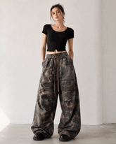 Camo High Waist Wide Leg Cargo Pants