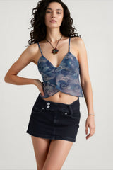 Sheer Mesh Deep V Cami Top