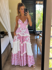 Vacation Floral Cami Lace Maxi Dress