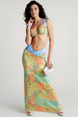 Sexy Contrast Print Tie Top Vacation Set