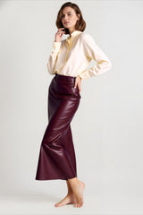 High Waist PU Leather Bodycon Maxi Skirt