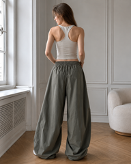 High-Waisted Loose Wide-Leg Cargo Pants