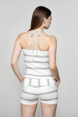 Print Stripe Halter Tie Crop Vacation Set