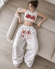 Star Letter Embroidered Cotton Baggy Sweat Pants