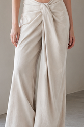 Asymmetrical Twist Solid Wide Leg Pants