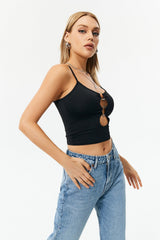 O-ring Front Cut Out Cami Crop Top