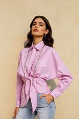 Back Stripe Button Detail Blouse