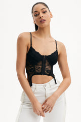 Lace Splicing Asymmetrical Hem Cami Crop Top