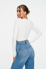 Cut Out Long Sleeve Bodycon Solid Bodysuit