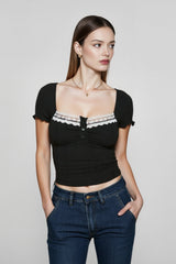 Lace Y2K Crop T-shirts