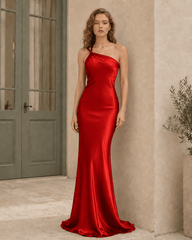 Satin One Shoulder Bodycon Formal Dress