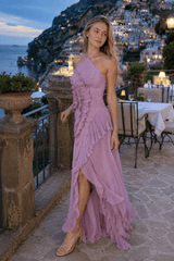 Elegant Neck Strap Ruffles Backless Floral Dress
