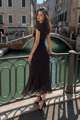 Black Rose V Neck Slim Fitted Bodycon Floral Dress